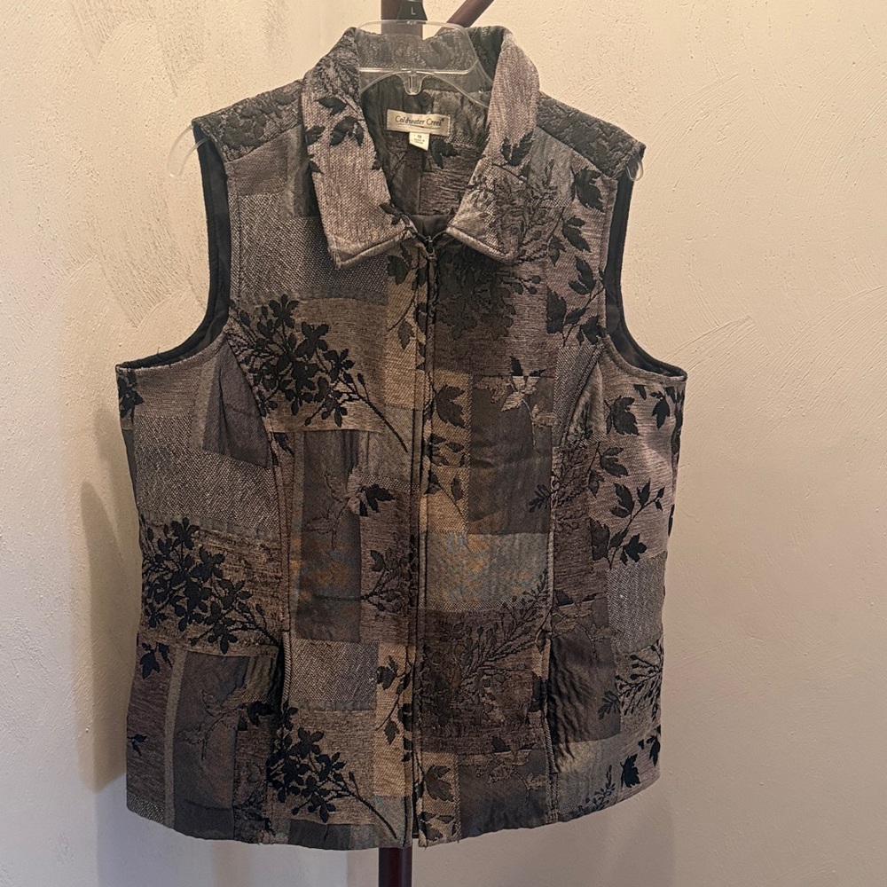 Coldwater Creek Black and Gray Floral Vest